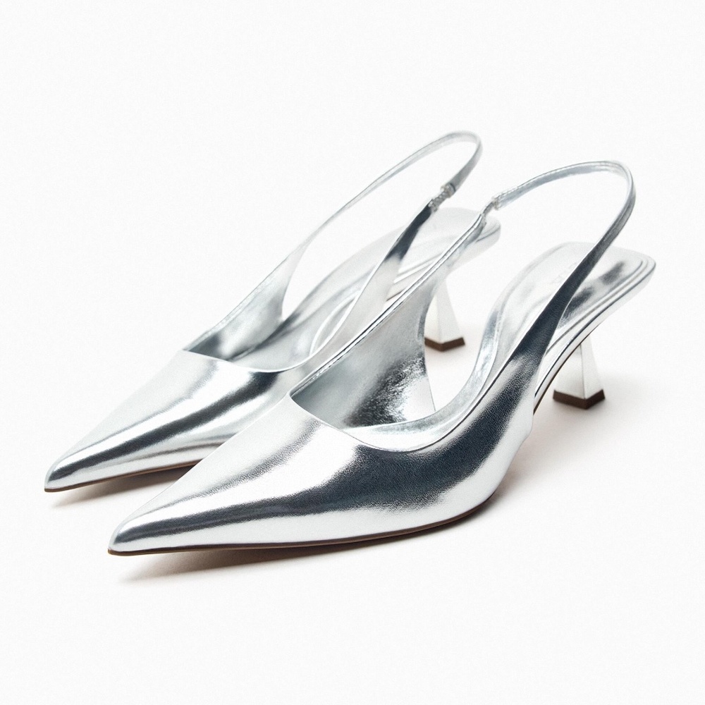 METALLIC SLINGBACK HEELS